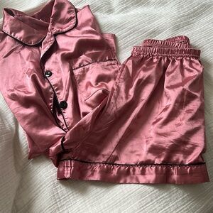 Pink satin pj set